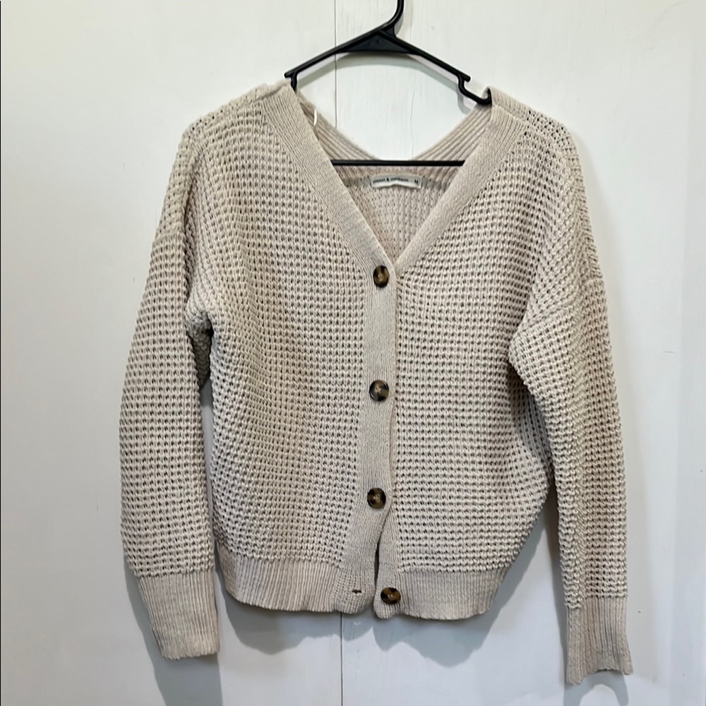 Women's Cream Button-Up Sweater